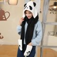 thumbnail image 4 of XIAOCHA Womens Panda‑Print Hooded Scarf Hat Plush Hats for Fall Winter Walk Hoodedscrafthats,Black, 4 of 7