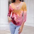 thumbnail image 7 of Summer Plus Size 3/4 Sleeves Tops for Womens Fashon Spring And Summer Print Top Collar Button Sexy Shirt 3/4 Sleeve Long Sleeve V Neck Top/Shirt, 7 of 7