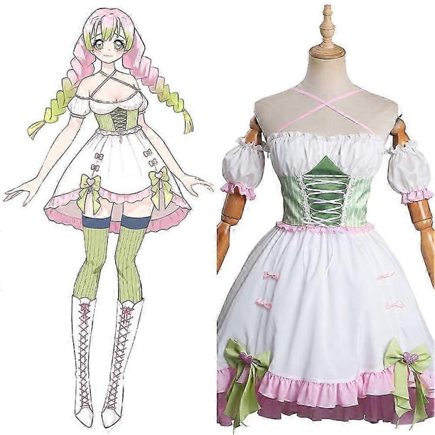 2026 Anime Demon Slayer Kanroji Mitsuri Cosplay Costume Lolita Dress Outfits Halloween Carnival Suit