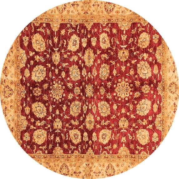 Ahgly Company Indoor Round Oriental Orange Traditional Area Rugs, 7' Round