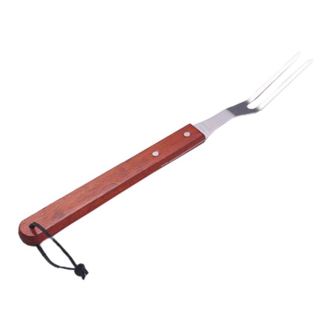 Tenedor para carne con mango de madera, tenedor de acero inoxidable, tenedor para barbacoa para utensilios de cocina