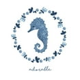 thumbnail image 3 of Sweet Navy Blue and White Precious and Adorable Octopus and Seahorse Set by Noonday Design; Two 12x12in Brown Framed Prints, 3 of 5