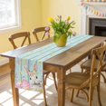 thumbnail image 6 of Spring Easter Table Runner, Rabbit Egg Colorful Flower Butterfly Green Board Cotton Linen Kitchen Table Decoration Washable Dining Tabletop Runners for Home Party Decor 13x60 Inches, 6 of 9