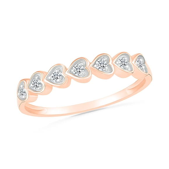 DGOLD 10kt Rose Gold Round White Diamond Fluttering Heart Band Ring (1/10 cttw)