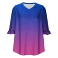 thumbnail image 4 of Viluyesy V-Neck T-Shirt for Womens 3/4 Sleeves Shirt Tops Loose Blouse Purple Size XL, 4 of 7
