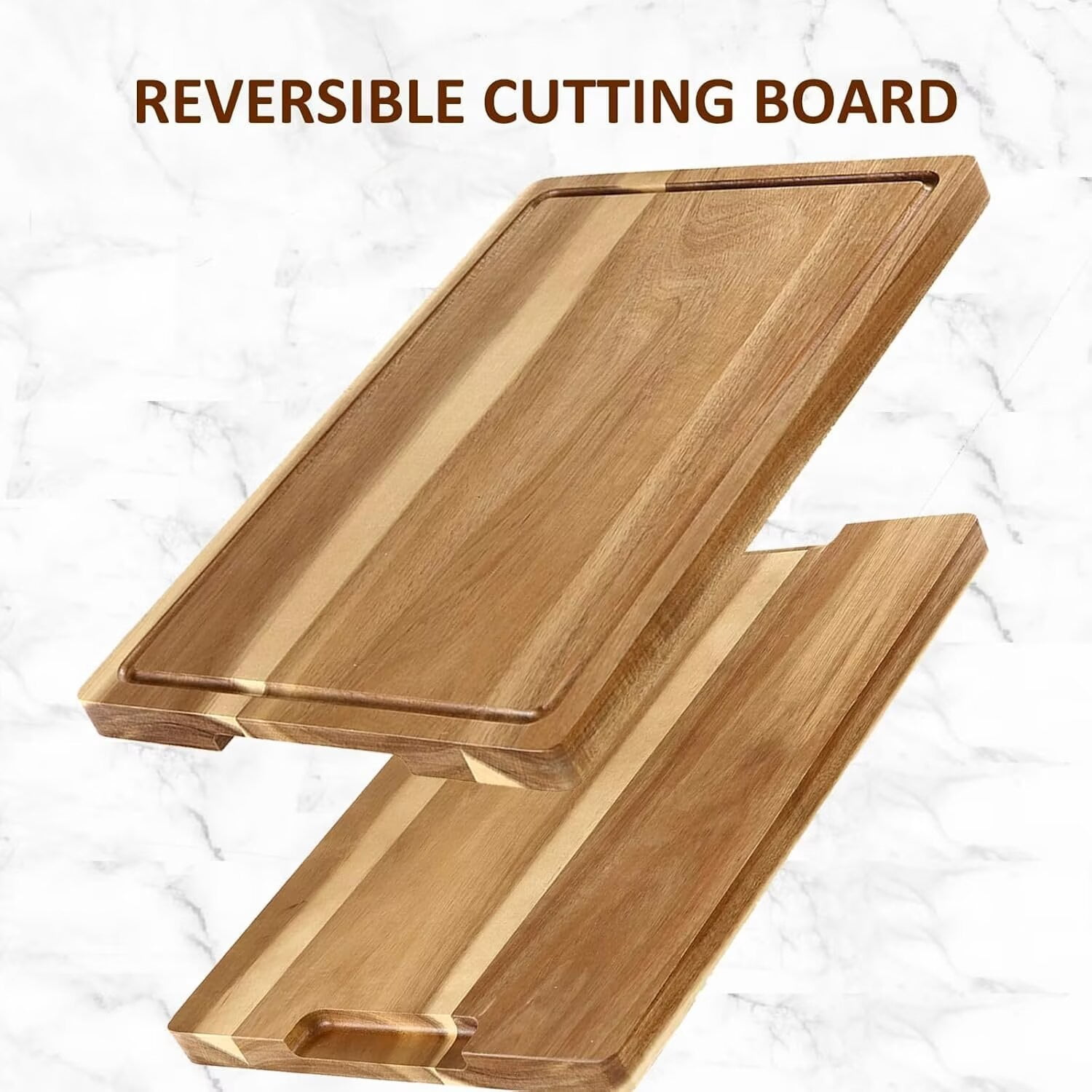 ATENOW Large Cutting Boards for Kitchen, 18x12in Acacia Wood Cutting Board with Juice Groove & Handles, 1" Thick Chopping Board, Charcuterie Cheese Serving Tray