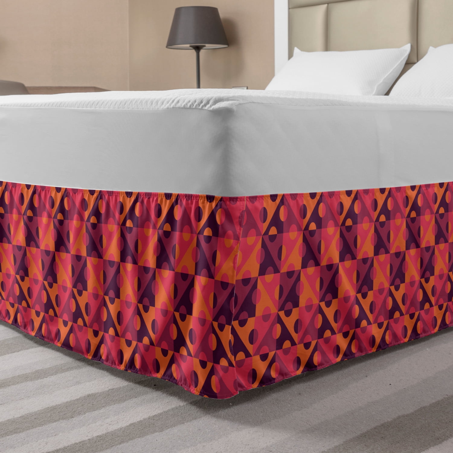 Abstract Bed Skirt, Pattern of Dice Resembling Shapes