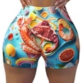 thumbnail image 2 of Easygdp Surreal Seafood Extravaganza Yoga Shorts with Pockets for Women,Women's Biker Shorts Workout Gym Running Volleyball,Tummy Control-Large, 2 of 8