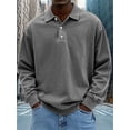 thumbnail image 4 of Long Sleeve Shirts for Men Classic Button Golf Shirt Casual Collared Thermal Work Pullover Tops Gray L, 4 of 7