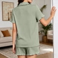 thumbnail image 5 of yillto Pajamas Set for Womens Button down Short Sleeve Tops and Shorts Cute Ruffled Pjs Sets Sleepwear, 5 of 5