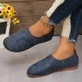 thumbnail image 4 of Women's Flat Shoes Comfortable Breathable Solid Color Round Toe Trendy Casual Footwear for Fall Leisure Outdoor Walking Blue,36, 4 of 9
