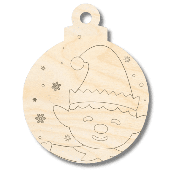 Unfinished Wood Etched Boy Elf Ornament Shape | Paint By Line Crafts 7" / 1/4"