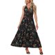 thumbnail image 1 of INSPIRE CHIC Halter Neck Boho Dress para mujeres sin mangas con cintura elástica, vestidos maxi florales, vestido de verano negro XS, 1 of 1