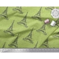 thumbnail image 3 of Soimoi Green Cotton Voile Fabric Text & Eiffel Tower Architectural Fabric Prints By Yard 56 Inch Wide, 3 of 3