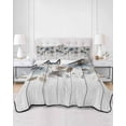 thumbnail image 2 of Quilt King Size Bedding Set, Blue Brown Spring Floral Reversible Summer Quilt 3 Pieces, Watercolor Botanical Vintage Lightweight Bedspreads Coverlets with 2 Pillow Shams for All Seasons, 2 of 5