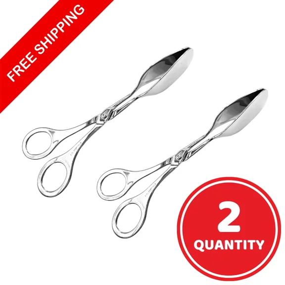 2 Stainless Steel Kitchen Tongs Buffet Serving Cooking Tongs - Set Of 2 - New