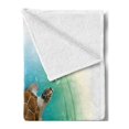 thumbnail image 2 of Ocean Soft Flannel Fleece Blanket, Sea Turtle Swims in the Ocean Tropical Underwater World Aquarium Illustration Print, Cozy Plush for Indoor and Outdoor Use, 50" x 70", Green Brown, by Ambesonne, 2 of 5