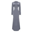 thumbnail image 4 of Wancir Women's Mock Neck Satin Dress Elegant Long Sleeve Elastic High Waist Formal Wedding Cocktail Party Maxi Dresses, 4 of 6