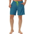 thumbnail image 6 of INSPIRE CHIC Men's Casual Holiday Beach Elastic Waistband Surfing Mesh Lining Solid Board Shorts Lake Blue 30, 6 of 6
