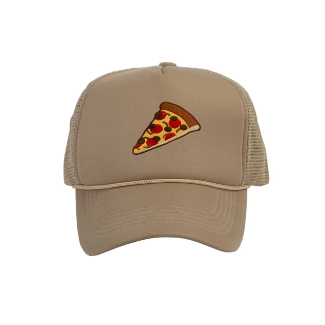 Adult Men's Pepperoni Pizza Slice Rope Foam Trucker Hat, Beige
