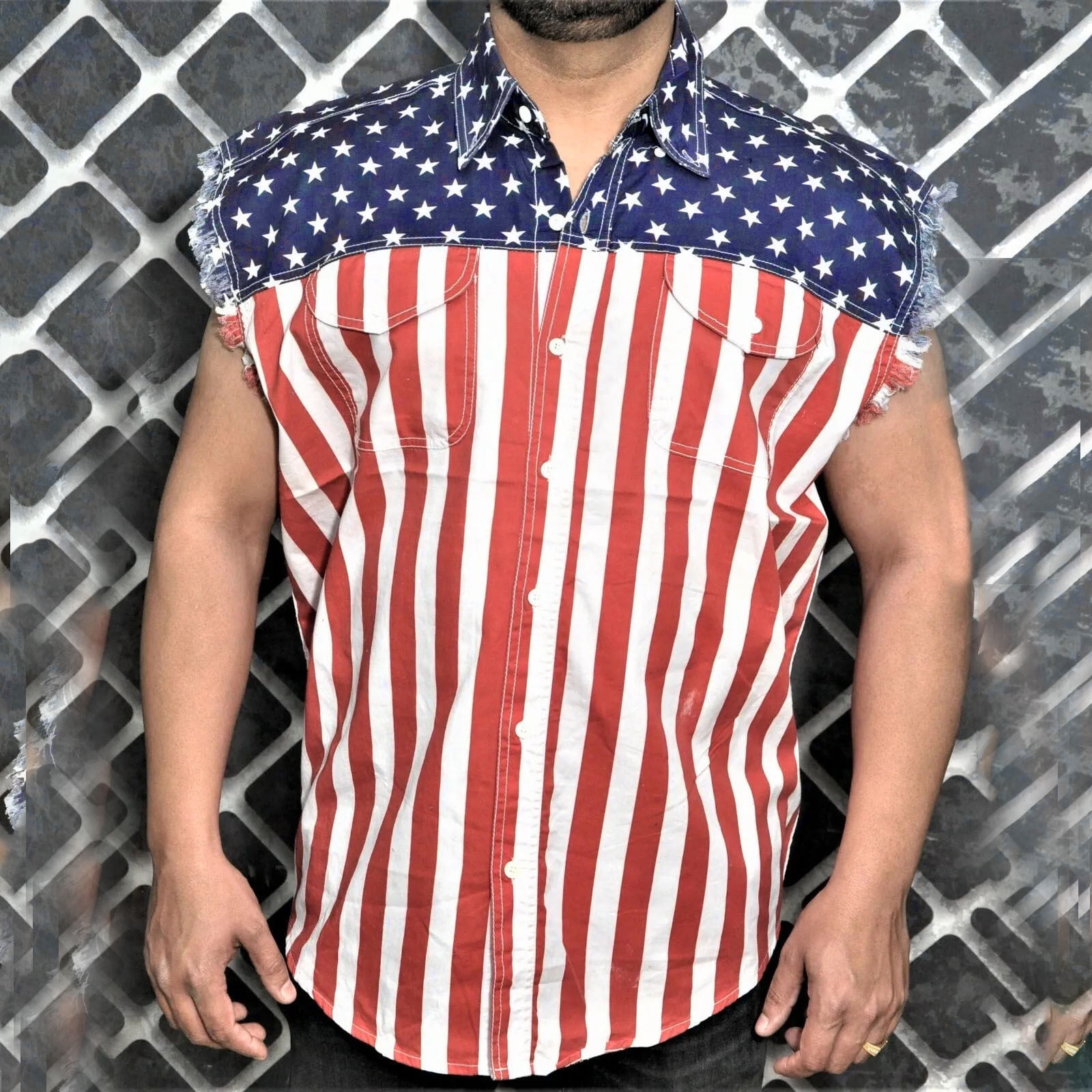 Clearance! ZVNAΖH American Flag Denim Vest for Men, 4th of