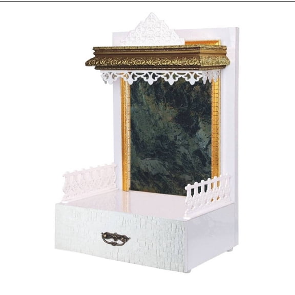 Wooden Temple For Home And Office / Temple With LED Lights / Table Top And Wall Hanging Mandir / Pooja Mandap / Textured Stone Finish Mandir