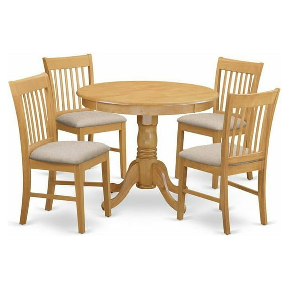 East West Furniture Antique 5-piece Traditional Wood Dining Table Set in Oak