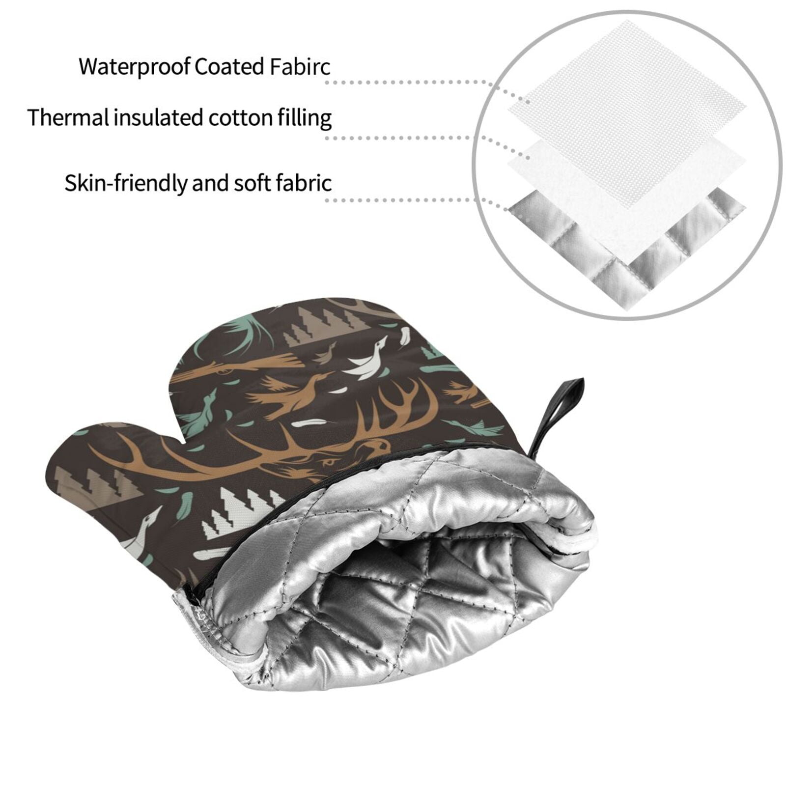 Deer Duck Hunting Vintage 4Pcs Oven Mitts and Pot Holders Sets Oven Kitchen Gloves Hot Pads for Cooking BBQ Baking Grilling