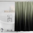 thumbnail image 3 of Sage Green Black Ombre Shower Curtain, Waterproof Shower Curtains for Bathroom, Modern Abstract Striped Gradient Washable Fabric Bathtub Curtain Set Bath Decor with 12 Hooks Long 72"x84", 3 of 8