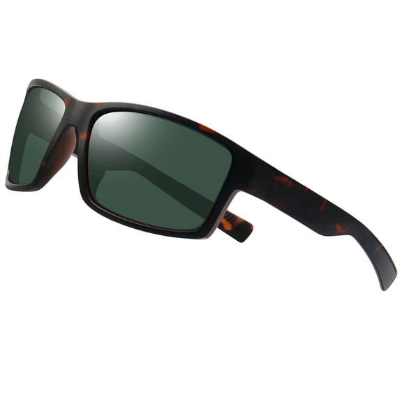 KANASTAL Polarized Sunglasses Men Sports UV400 Protection Lightweight Wraparound Green Sun Glasses Comfortable for Fishing, Running, Hiking, Driving Tortoiseshell Frame