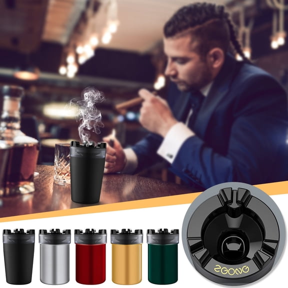 HBBKVI Portable No Soot Ashtray Car Ashtray, Easy To Clean, Removable Stainless Steel Car Ashtray, Suitable for Most Car Cup Holders
