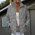 thumbnail image 5 of Wuxian Womens Winter Jacket Stand Collar Long Sleeve Button Down Plus Size Lightweight Quilted Puffer Coats Loose Fit Comfortable Warm Thick Outerwear,Grey,XXL, 5 of 8