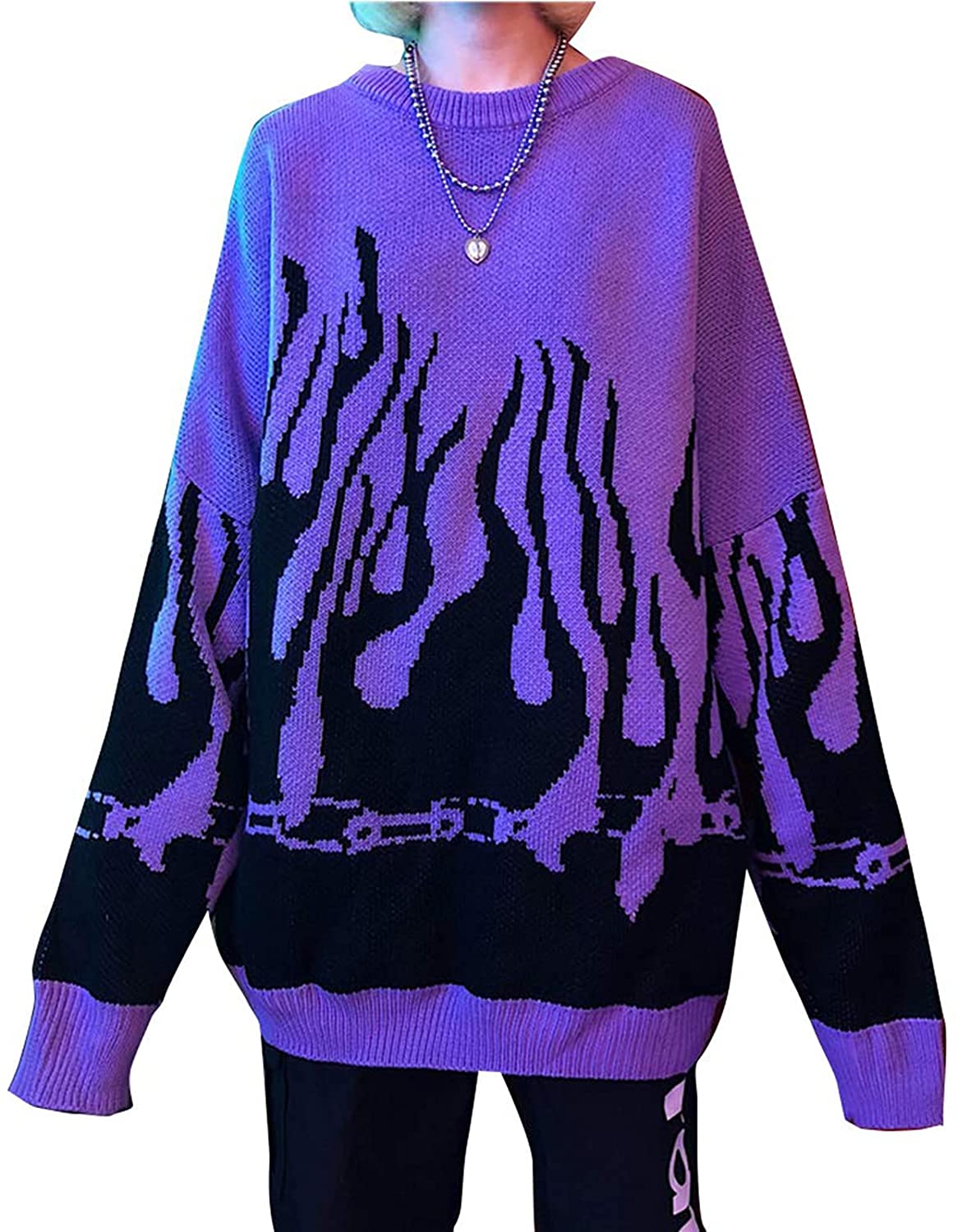 purple black flame sweater