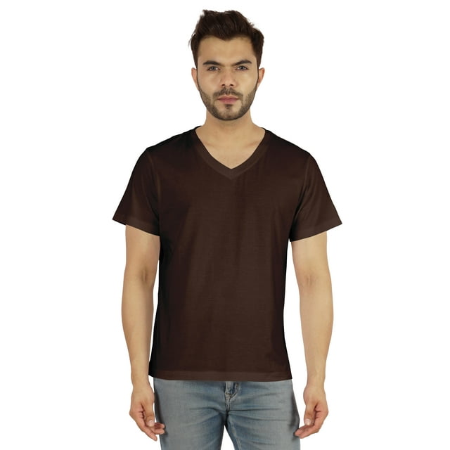 Inkmeso T-Shirt de Base à Col en V pour Homme, Manches Courtes, Uni, Coupe Régulière, en Coton