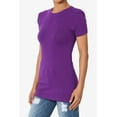 thumbnail image 3 of Women's & Juniors Basic Round Crew Neck Short Sleeve Stretch Cotton Spandex T-Shirts, 3 of 4