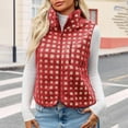 thumbnail image 2 of Fleece Vest, Audhol Womens Checkered Vest Fleece Fuzzy Zip Up Sleeveless Casual 2025 Winter Warm Outwear Vest Tops for Women Red, XL, 2 of 7