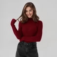 thumbnail image 3 of Suéter de cuello alto medio de color sólido para mujer, estilo europeo y americano, otoño e invierno, camisa de punto ajustada en 24 colores, 3 of 6