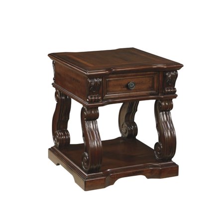 Ashley Alymere Square End Table in Rustic Brown | Walmart ...