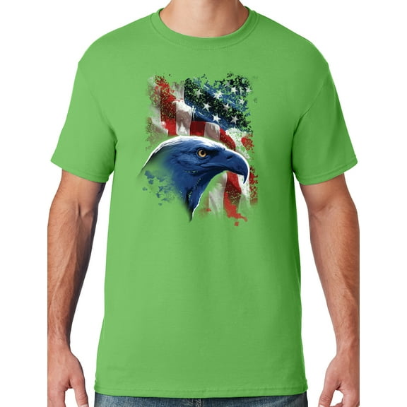 Mens American Icon Patriotic Eagle T-shirt, Small Kiwi Green