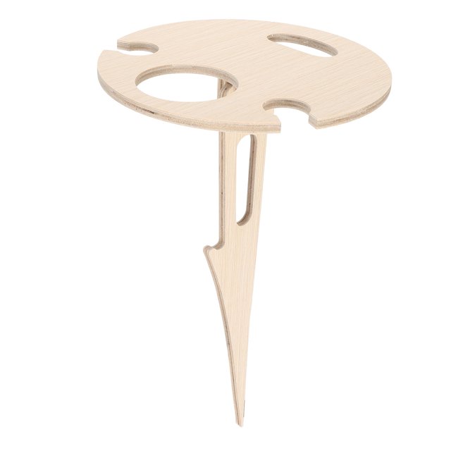 Outdoor Wine Table, Round Foldable Solid Wood Ground Insertion Wine Table Stake for Lawn for Camping