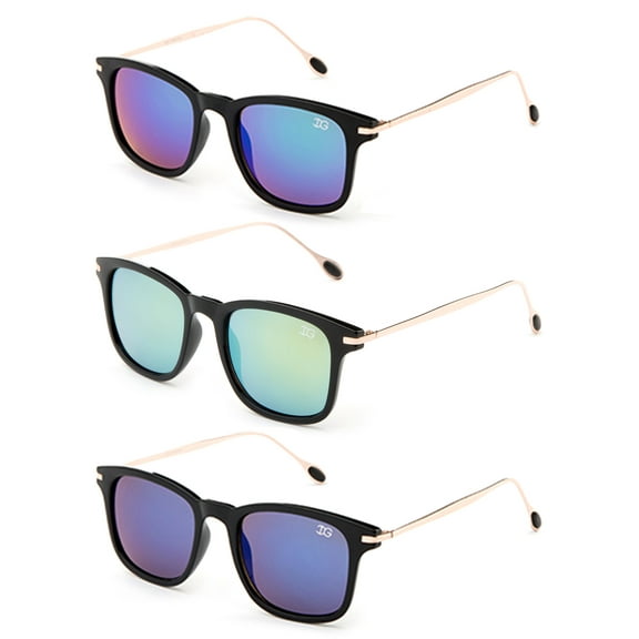 3 Pack Vintage Rectangular Plastic Frame Fashion Sunglasses for Men for Women