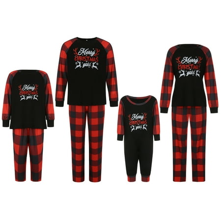 

Amuver Christmas Matching Family Pyjamas Long Sleeve Plaid Pants Jammies Sleepwear Sets for Women Men Kids Baby