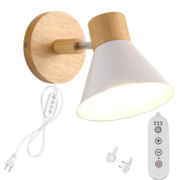 Kiven Plug in Wall Lamp,Dimmable Modern Plug in Wall Sconce with White Iron Lampshade, 5.9ft Plug-in Cord, E26 Socket