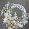 thumbnail image 2 of 1Pack Christmas Gold White DIY Wreath Artificial Rattan Pine Branches Christmas Door/Tree Hanging Decorations Xmas Gifts Supply, 2 of 5