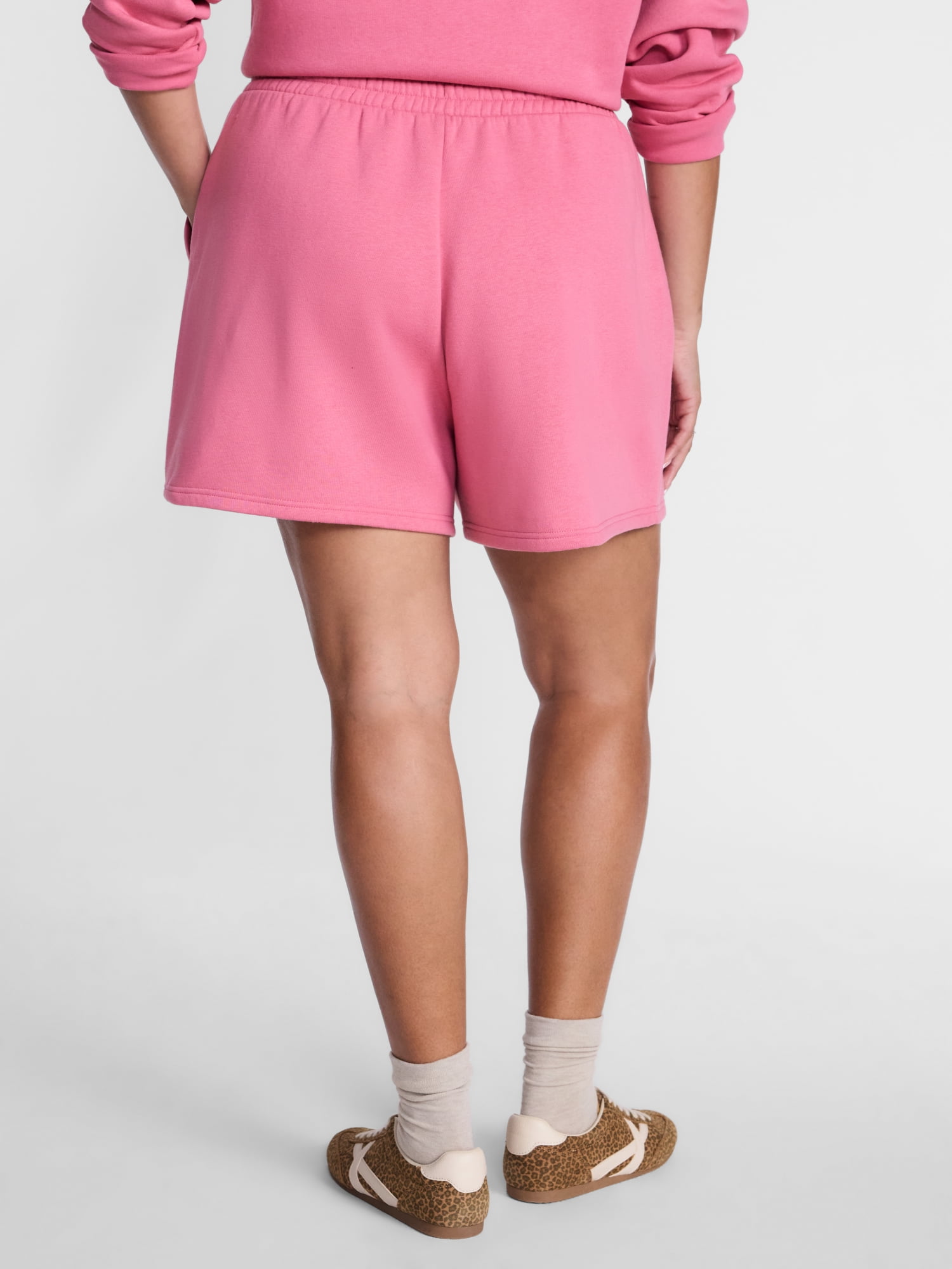 Terra & Sky Women's Plus Fleece Drawstring Shorts with Patch Pockets, Sizes 0X-5X