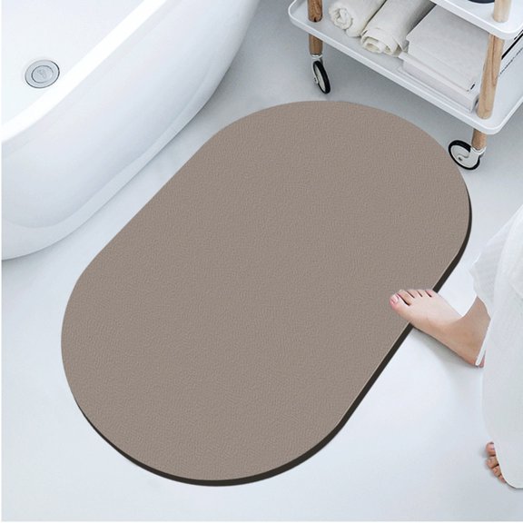 AZXY Brown Bathroom Rugs,Bath Mats for Bathroom Floor,Diatomite Bath Mat,Round Washable Quick Dry Absorbent Nonslip Bathmat Under $15