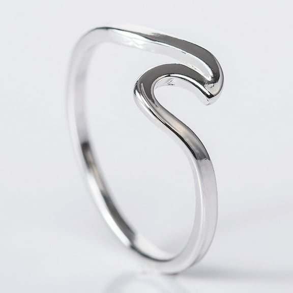 Fashion Simple Design Sea Wave Rings Ocean Surf Alloy Rose Gold Silver Color Finger Jewelry Rings For Women Gift