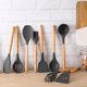 thumbnail image 3 of Espátula de silicona con mango de madera, sartén antiadherente, juego completo dedicado para cocina, espátula para cocinar, cuchara para sopa, cuchara para hornear, juego de utensilios de cocina, 3 of 6