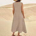 thumbnail image 5 of Susanny Maternity Dresses for Women Sleeveless Flowy Boho Maxi Dress Plus Size Floral Tank Wedding Guest Dresses Long Cotton Linen Boho Womens Sundresses Plus Size with Pockets Khaki 5XL, 5 of 7