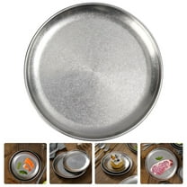 HOOWIFFY Vintage Stainless Steel Round Plate for Dinner and Sushi Silver Korean Style 1Pcs